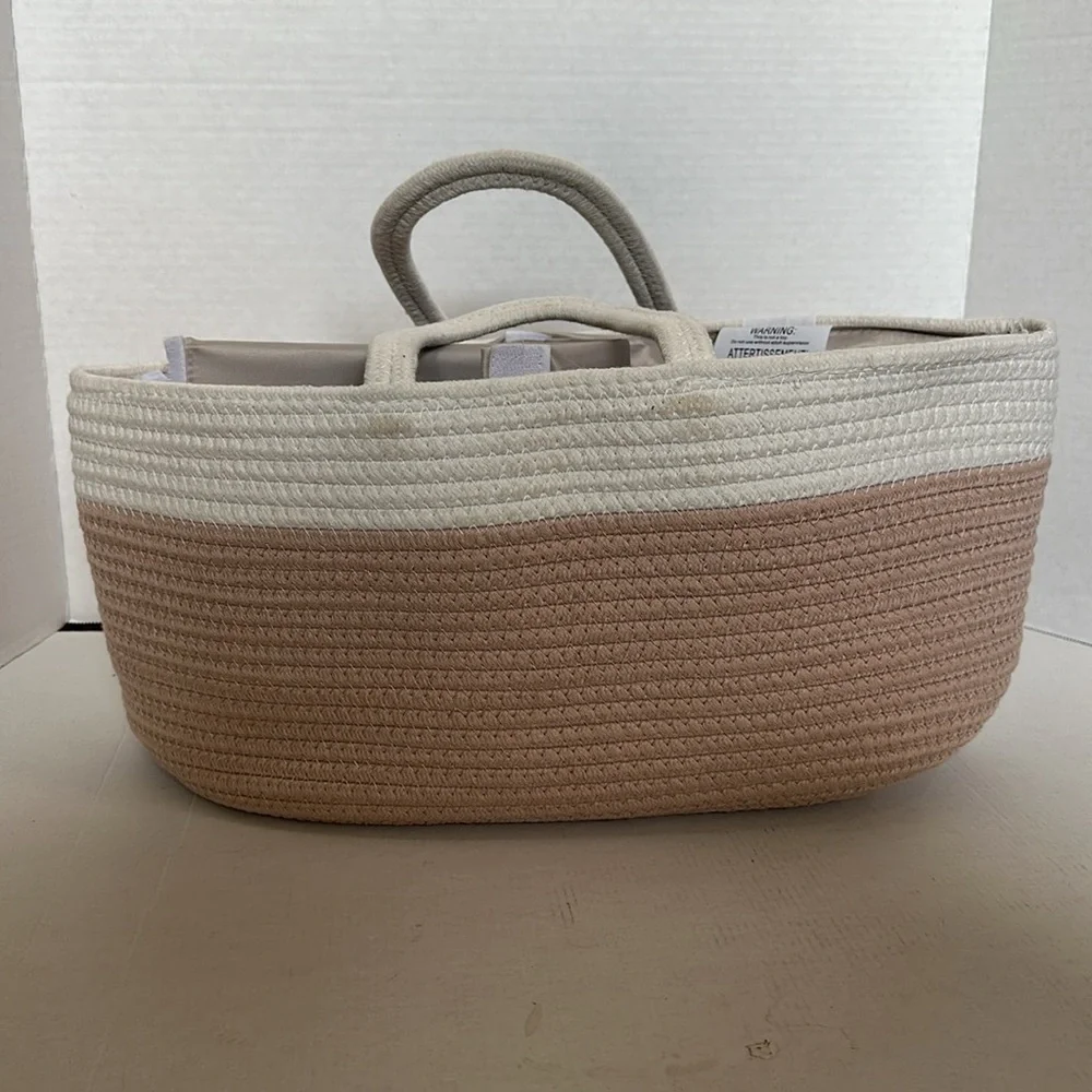 Comfy Cubs trip rope basket Diaper Caddy Organizer in blush color
